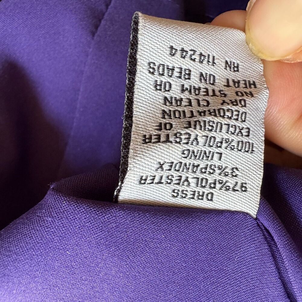 Eliza J Stretch Satin One Shoulder Cocktail Formal Dress Purple Sz 2 Embellish - Picture 14 of 16